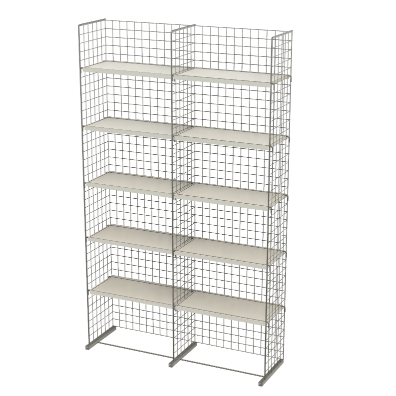 U-Shape Wire Mesh Display Stands with Sheet Metal Shelves