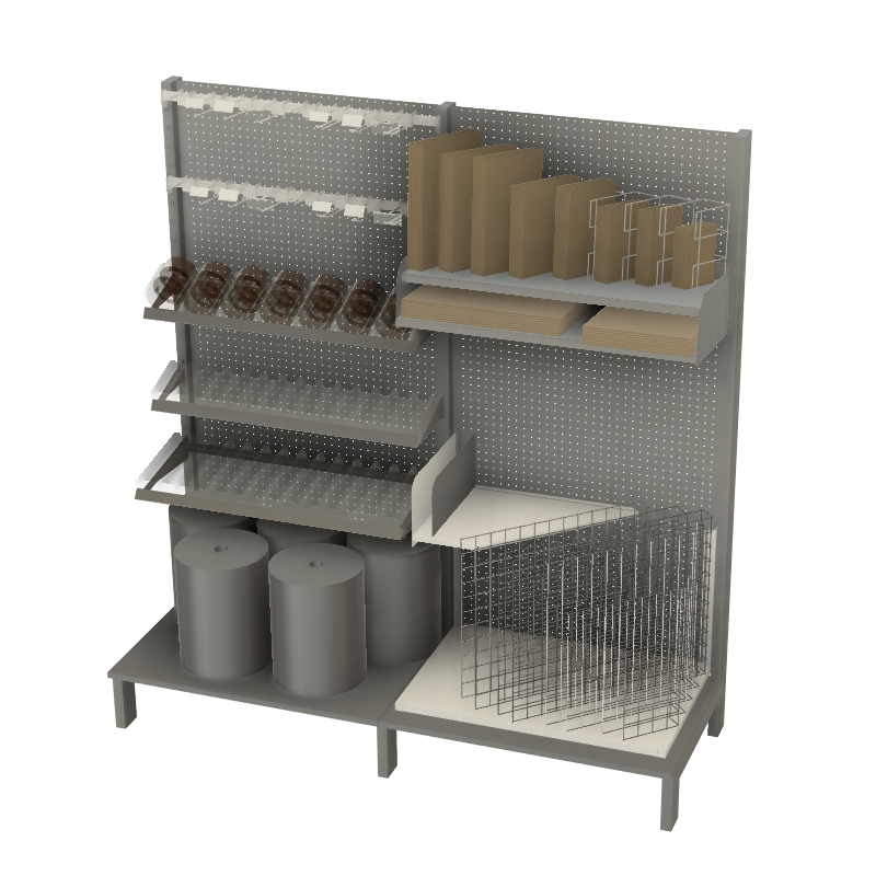 Slotted Sheet Metal Display Stand with Various Custom Accessories