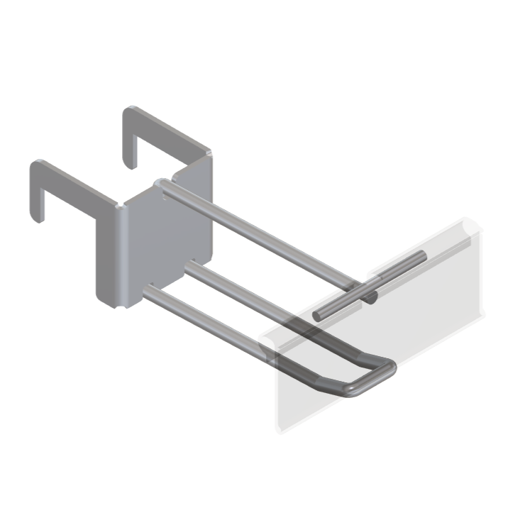 Double / Button 25mm Square Bar Hook with T-Piece for PI Label