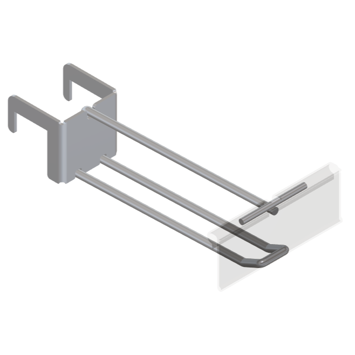 Double / Button 25mm Square Bar Hook with T-Piece for PI Label