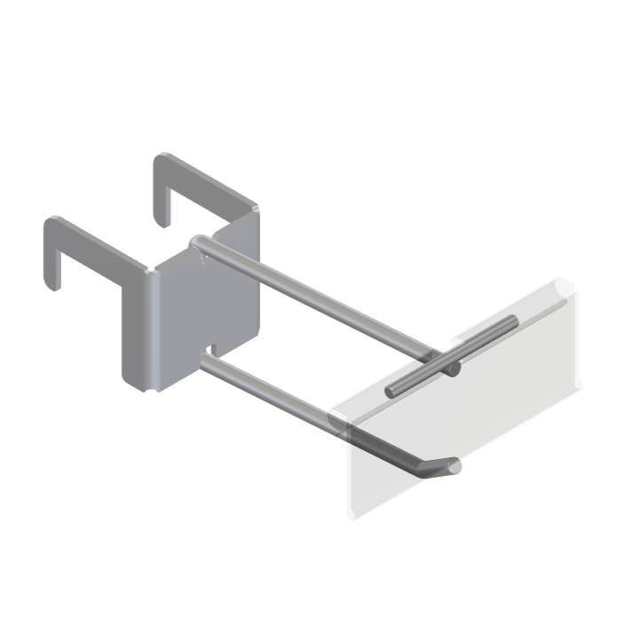 Single 25mm Square Bar Hook with T-Piece for PI Label