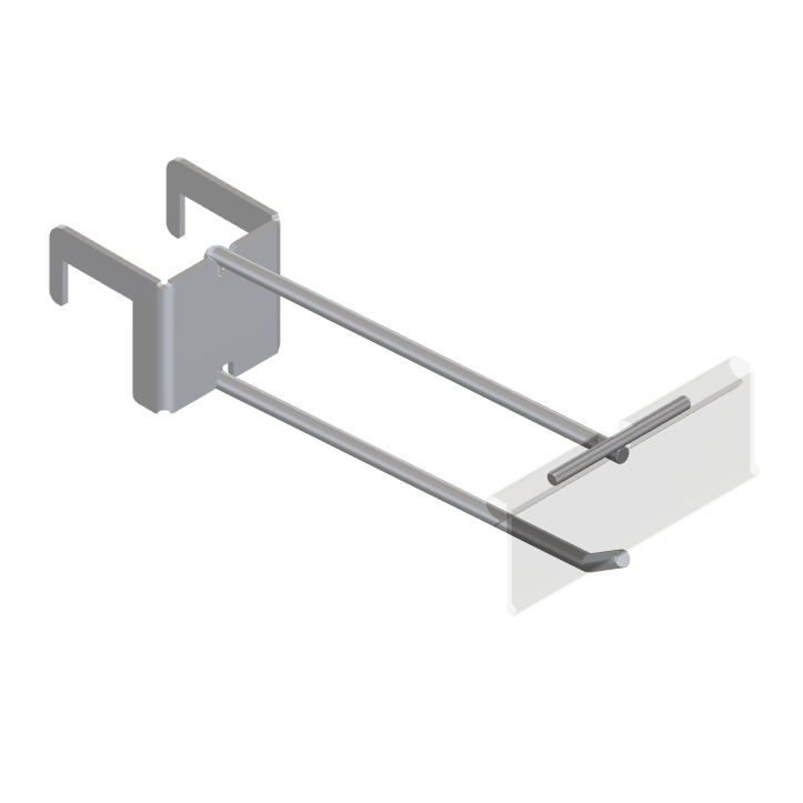 Single 25mm Square Bar Hook with T-Piece for PI Label